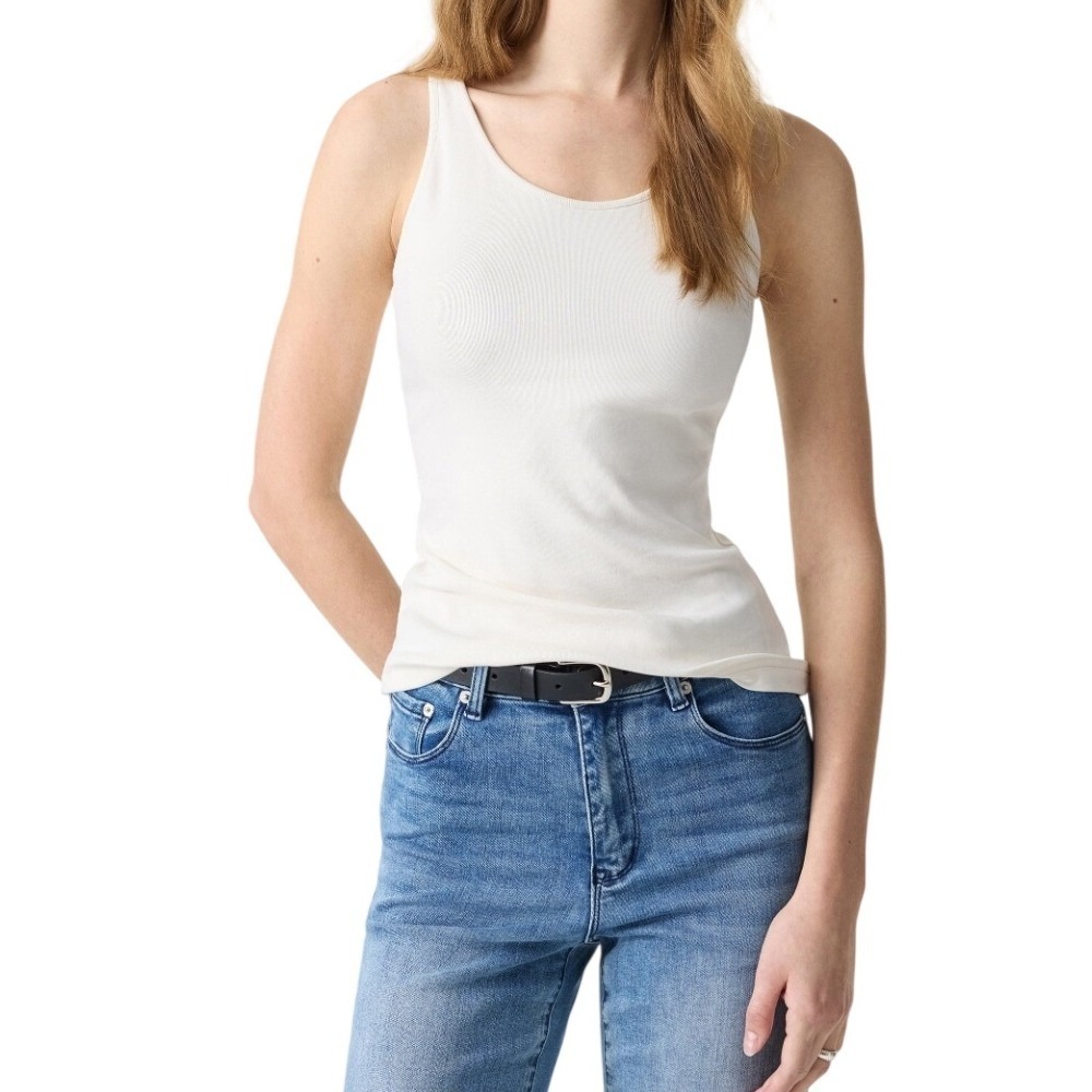 NWT OGL Cotton Lyocell U-Neck Bra Tank M Ivory White Slim Fit Off-White Brami